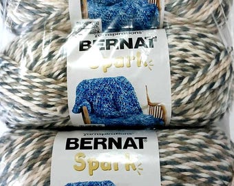 Bernat SPARK Yarn Lot of 3 Skeins #5 Bulky LINEN