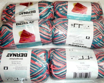 Bernat Cotton Handicrafter Yarn Lot of 6 Skeins #4 Medium CORAL SEAS