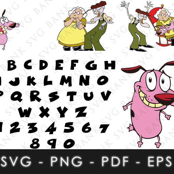 Courage the Cowardly Dog SVG, Courage the Cowardly Dog Vector, Courage the Cowardly Dog Font SVG, Courage the Cowardly Dog Clipart