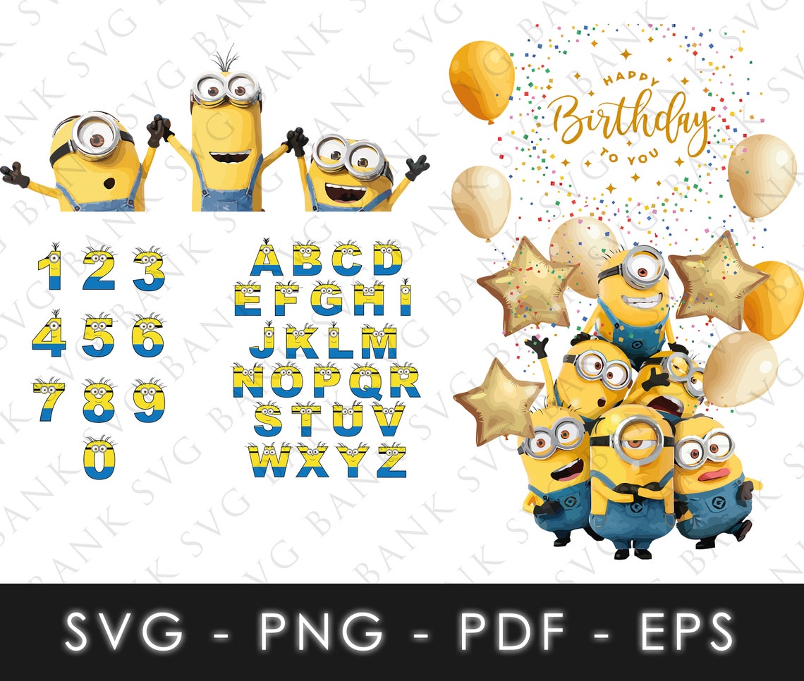 Minions SVG, Minions Font SVG, Minions Font Vector, Minions Alphabet SVG, Minions Cricut