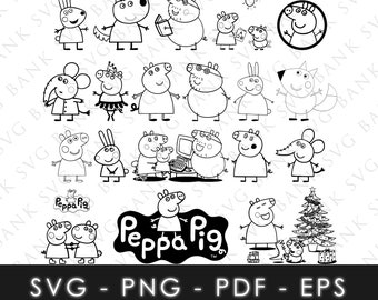 Pig SVG, Pig Vector, Pig Silhouette SVG, Pig Silhouette Vector, Pig PNG, Pig Clipart, Pig Digital, Pig Silhouette Svg Bundle, Cartoon Vector