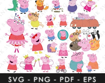 Pig SVG, Pig Vector, Pig SVG Bundle, Pig for Cricut, Pig PNG, Pig Clipart, Pig Digital, Cartoon Svg, Cartoon Vector, Cartoon Png