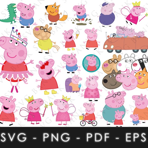 Cerdo SVG, Vector de cerdo, Paquete SVG de cerdo, Cerdo para Cricut, Cerdo PNG, Imágenes Prediseñadas de cerdo, Cerdo Digital, Dibujos animados Svg, Vector de dibujos animados, Dibujos animados Png