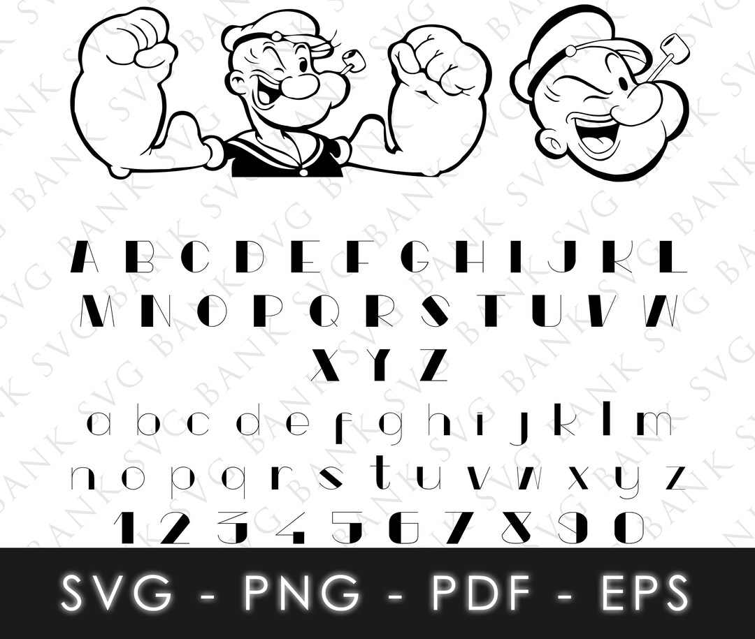 Popeye SVG, Popeye Vector, Popeye Font Svg, Popeye Letters Svg, Popeye