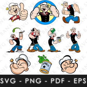 Popeye SVG, Popeye Vector, Popeye Svg Bundle, Popeye Clipart, Popeye Png, Popeye Cricut, Popeye Digital Download, Popeye Cut File