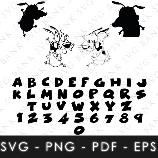 Courage the Cowardly Dog SVG, Courage the Cowardly Dog Vector, Courage the Cowardly Dog Font SVG, Courage the Cowardly Dog Silhouette Svg