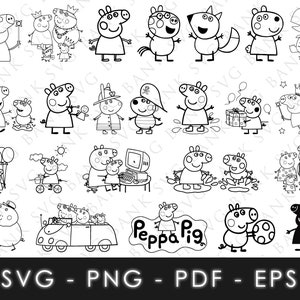 Pig SVG, Pig Vector, Pig Silhouette SVG, Pig Silhouette Vector, Pig PNG, Pig Clipart, Pig Digital, Pig Silhouette Svg Bundle, Cartoon Vector