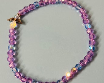Czech Crystal Angel Bracelet: Lavender & Light Sapphire Beaded