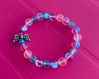 Angel Bead Bracelet, Guardian Angel, Miscarriage Gift, Angel Gift, Angel Jewelry, Beaded Angel Stretch Bracelet