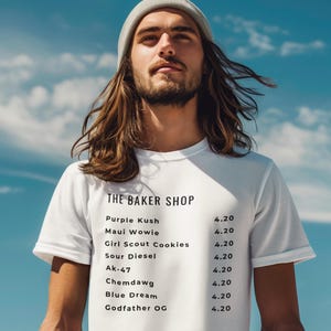 BAKER'S CHOICE Weed Strains T-Shirt, 420 Gift, Funny Stoner Shirt, Best Marijuana, Pot Smoker Tee, High THC Cannabis, Indica, Sativa, Hybrid