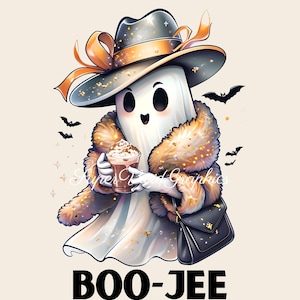 Boo-Jee Ghost SVG PNG digital download Fall Halloween cute clipart cut files