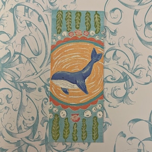 Whale Hand Painted Bookmark