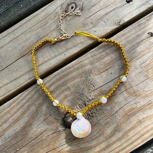 Gold Macrame Seashell Choker  | Seashell Necklace
