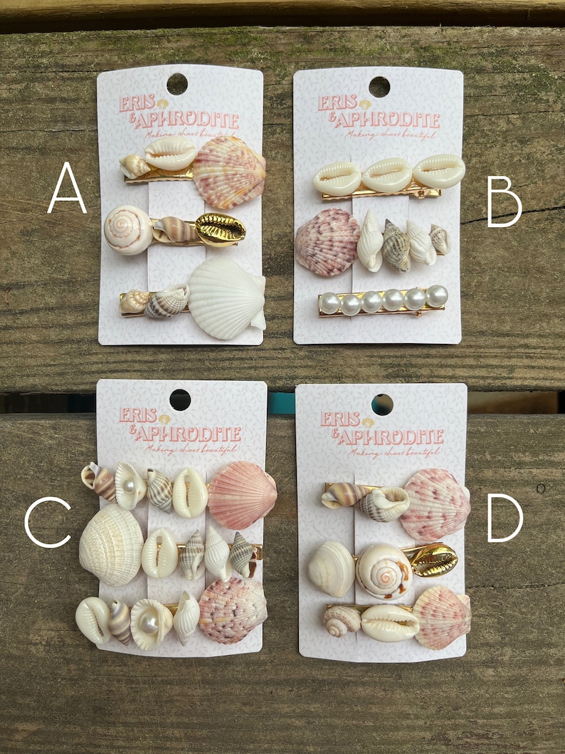 Seashell Pearl Hair Clips Set of 3 - Etsy