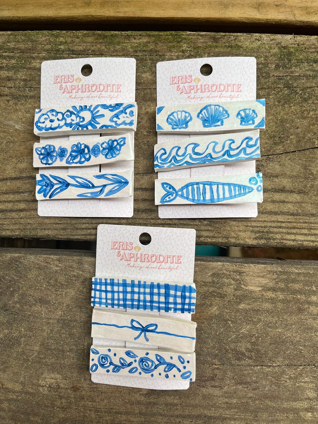 Painted Clips Painted Clay Hair Clips Set of 3 - Etsy