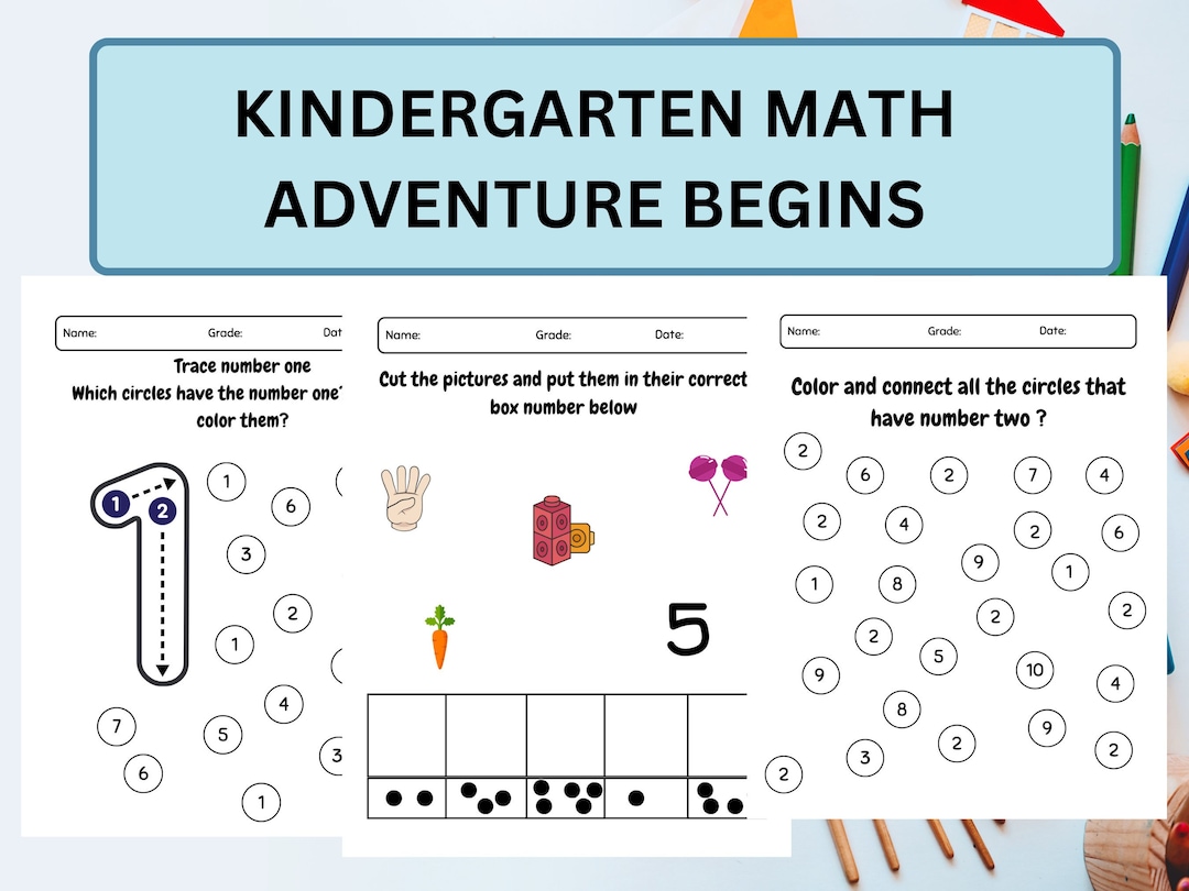 Kindergarten Math Worksheets, Printable Preschool Homework, Digital