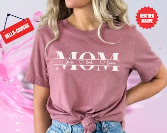 Chemise maman personnalisée avec nom d'enfant, chemise maman personnalisée maman minimaliste cadeau personnalisé pour mère, cadeau maman pour elle T-shirt, insérer des noms d'enfants