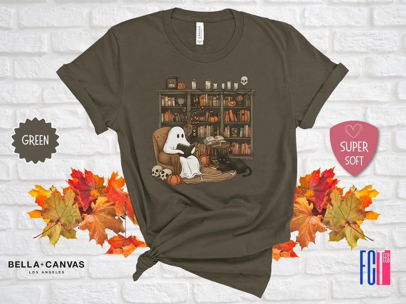Retro Geister-Lese-Hemd, Bibliothekar-Halloween-Lehrer-Geschenk Bild 7