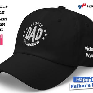 Personalized Dad Embroidered Hat | Custom Dad Hat with Kids Names | Vintage Baseball Cap for New Dad | Father's Day Gift for Dad, Papa