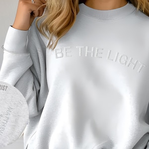 Be The Light Matthew 5:14 Sweatshirt, Embroidered Inspirational Shirt, Christian Outfit, Faith Tee, Religious Clothing, Bible Verse Gifts