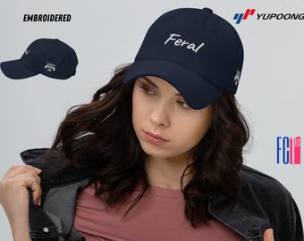 Embroidered 'Feral' Hat: Vintage Style Baseball Cap