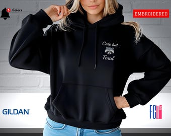 Embroidered Racoon Hoodie, Feral Raccoon Shirt, Custom Sweatshirt