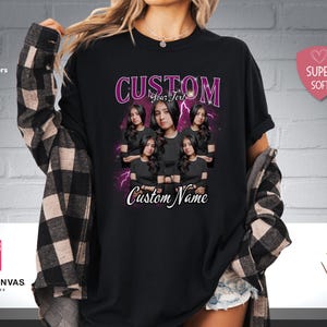 Custom retro Girlfriend Shirt, Boyfriend Bootleg Rap Tee, custom Your Girlfriend Face T-Shirt, Custom Photo Retro 90's Tee Gift For Her