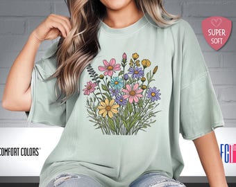 Koszula Comfort Colors Wildflower: Koszulka Cottagecore Floral
