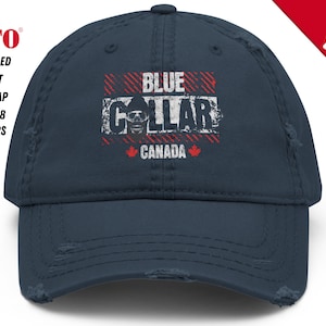 Blue Collar Hats, Blue Collar Canada, Father’s Day Gift, Distressed Hat, Canada Hat, Trending Hats, Gift for Worker, Skull Hat