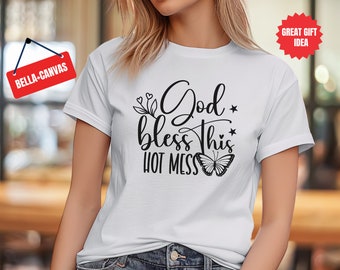 Funny Mom Life Shirt, Christian Mama Hot Mess Tee