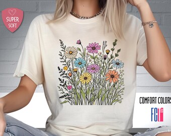 Koszula Comfort Colors Wildflower: Koszulka Cottagecore Floral