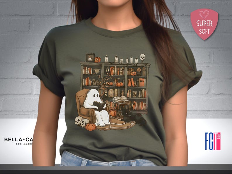 Retro Geister-Lese-Hemd, Bibliothekar-Halloween-Lehrer-Geschenk Army
