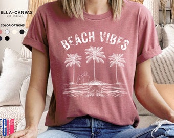 Beach Vibes T-Shirt: Palm Tree Graphic, Summer Vacation Shirt