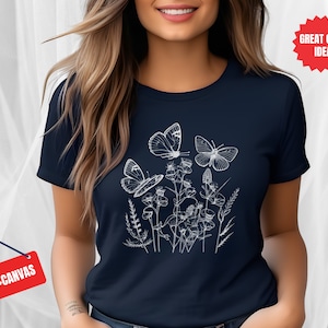 T-shirt wilde bloemen, shirt wilde bloemen, T-shirt bloemen, bloemenshirt, cadeau voor vrouwen, damesshirts, cadeau beste vriend, cadeau moeder, bloemenliefhebber