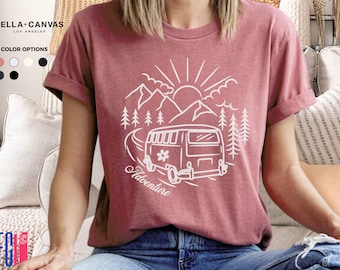 Camiseta Adventure Van Life: Camiseta gráfica de acampada en la montaña