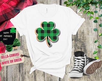Maglietta a quadri verdi con trifoglio: maglietta unisex per il giorno di San Patrizio