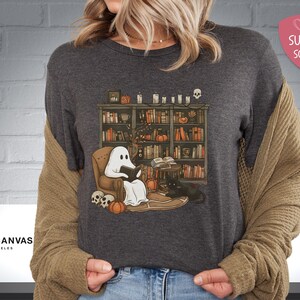 Retro Geister-Lese-Hemd, Bibliothekar-Halloween-Lehrer-Geschenk Bild 10