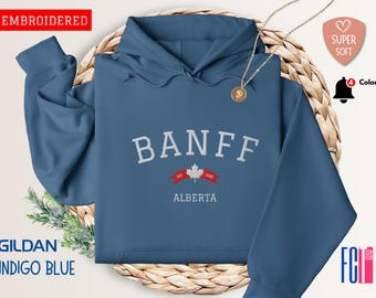 Embroidered Banff Hoodie: Vintage Canada Crewneck Sweatshirt