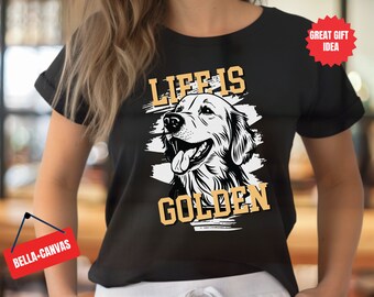 Camiseta de mamá Golden Retriever: La vida es dorada Bella + Camiseta de lona
