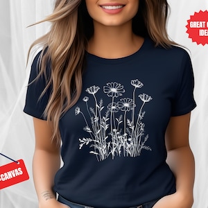 Wildflower Graphic Tee: Minimalist Floral Shirt for Women