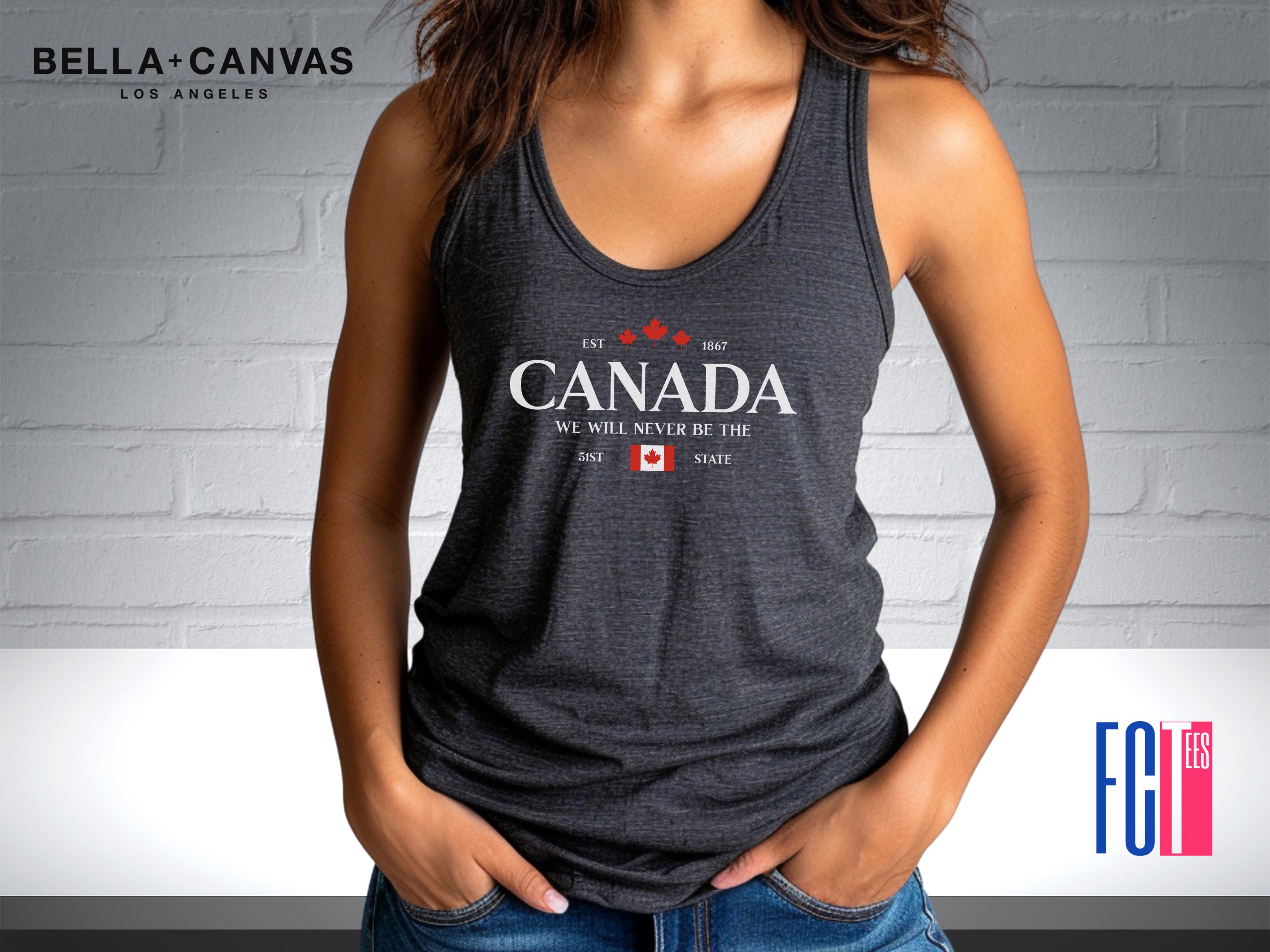 World Cup Distressed Flag Canada Tank Top – Juniors Soft Racerback, 100% Cotton, Black & White Design - View #8