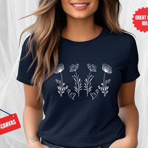 Wildflower Graphic Tee: Minimalist Floral Crewneck Shirt