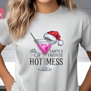 Santa&#39;s Hot Mess Martini Christmas T-Shirt