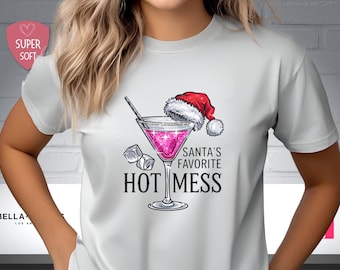 Santa's Hot Mess Martini Christmas T-Shirt