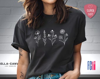 Camiseta Floral Cottagecore: Camiseta Botánica con Flores Silvestres