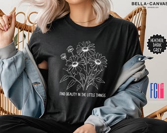 Boho Wildflower Bella Canvas Shirt: Cottagecore Floral Tee