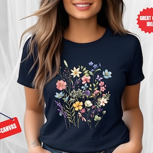 T-shirt wilde bloemen, shirt wilde bloemen, T-shirt bloemen, bloemenshirt, cadeau voor vrouwen, damesshirts, cadeau beste vriend, lenteshirt, moedercadeau