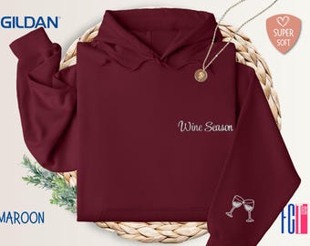 Wine Season Hoodie: Cozy Graphic Slouchy Sweatshirt