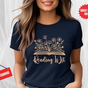 Reading Is Lit Shirt: Teacher Librarian Book Lover Tee