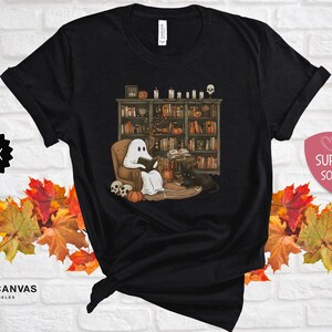 Retro Geister-Lese-Hemd, Bibliothekar-Halloween-Lehrer-Geschenk Bild 9